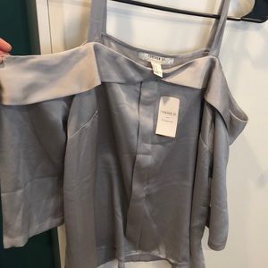 Brand new silver cold shoulder top